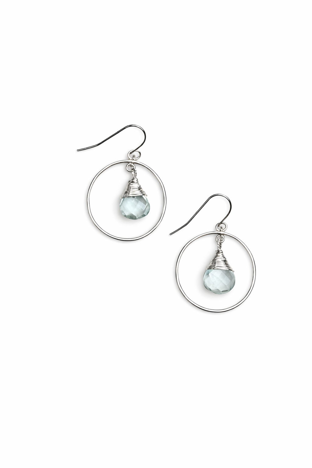 925 Sterling Silver Aquamarine Chandelier Hook Earrings