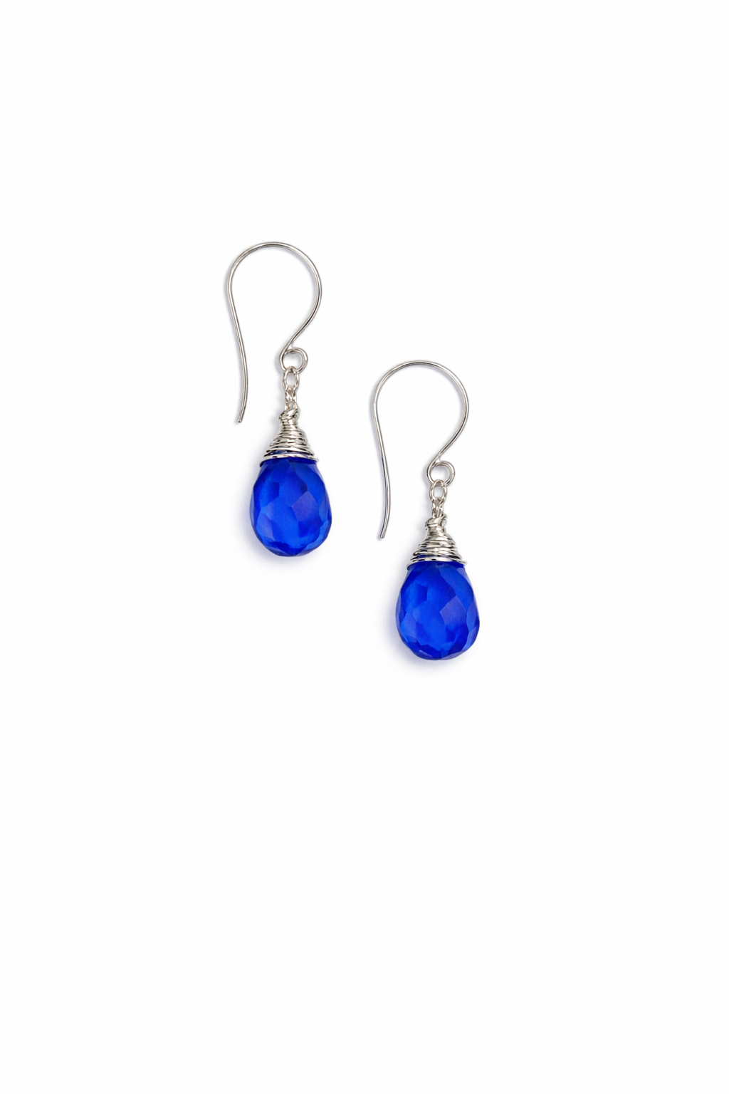 925 Sterling Silver Sapphire Gemstone Hook Earrings