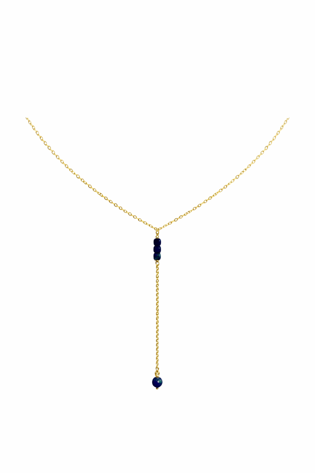 14k Gold Over 925 Sterling Silver Lapis Lazuli Lariat Necklace