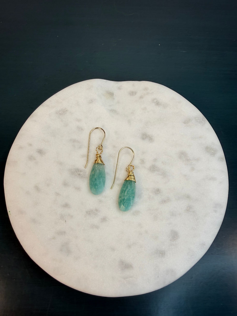 Thumbnail: Gold Filled Amazonite Hook Earrings 