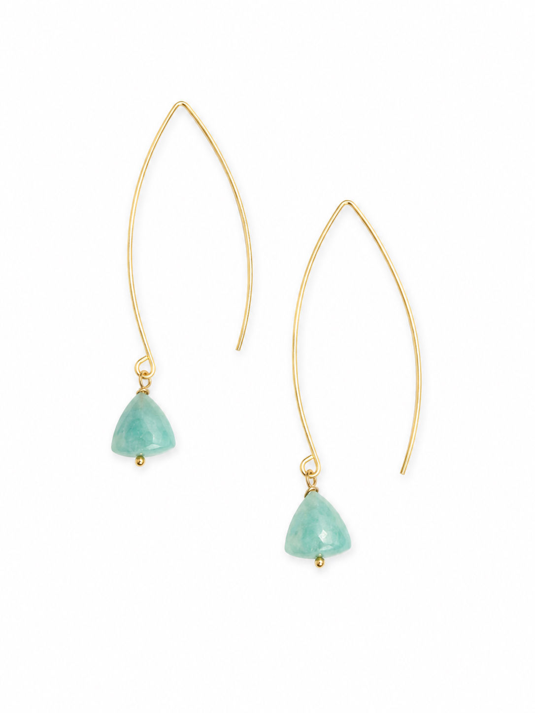 18k Gold Over 925 Sterling Silver Amazonite Hook Threader Earrings 