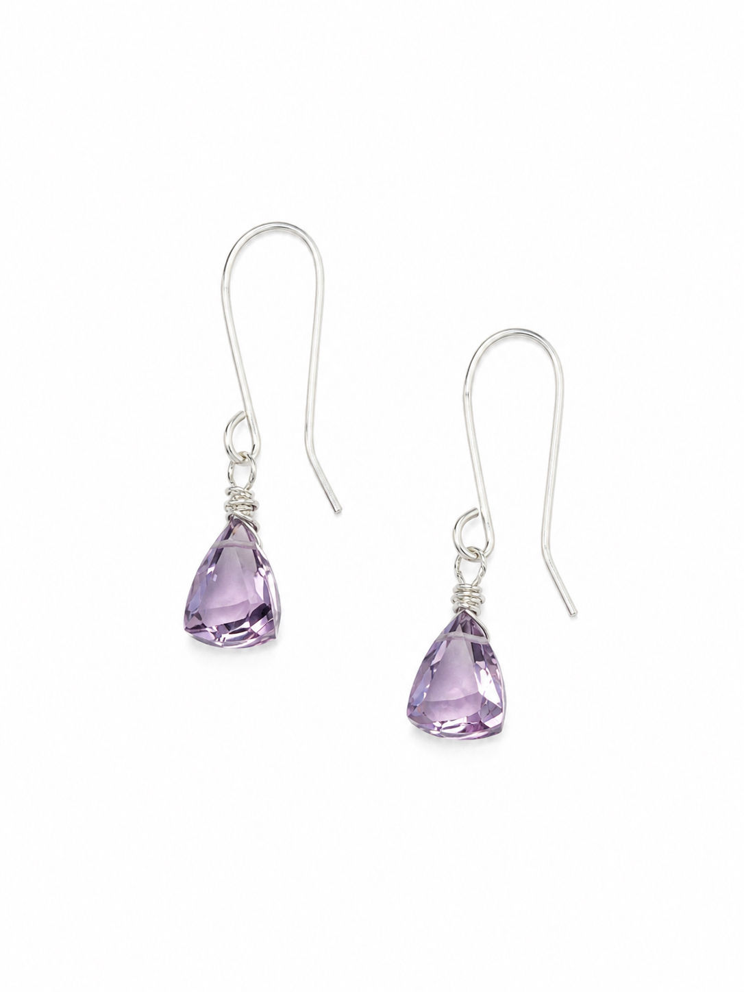 925 Sterling Silver Amethyst Gemstone Hook Earrings