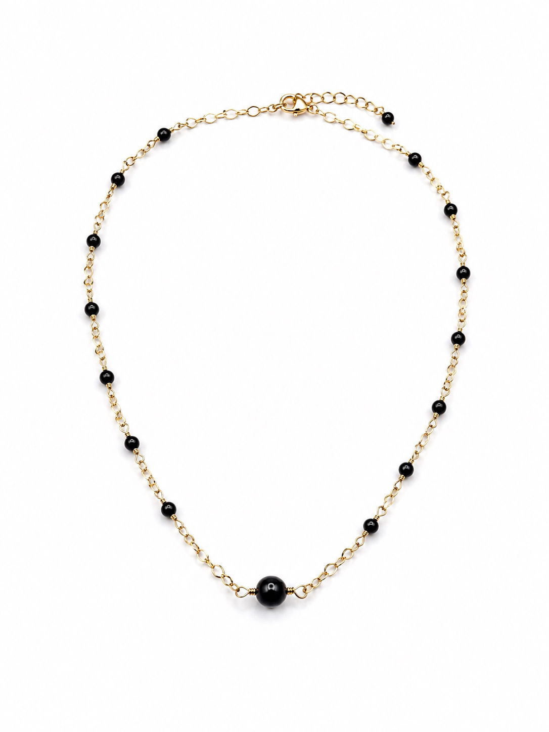 Gold Filled Wire Wrapped Black Onyx Gemstone Necklace