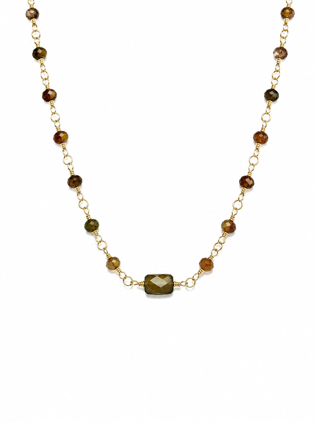 Gold Filled Wire Wrapped Andalusite Gemstone Necklace