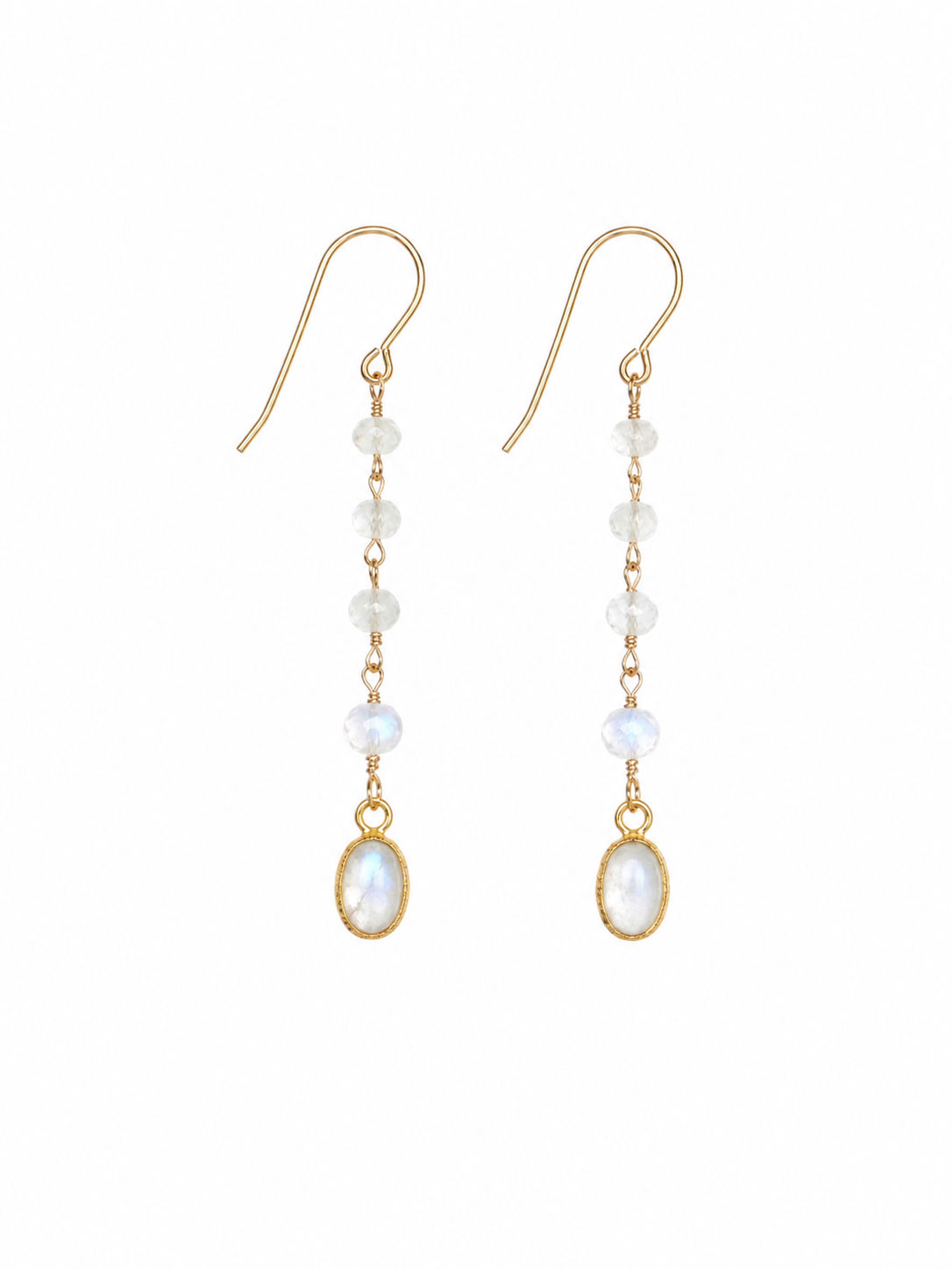 Gold Filled Moonstone Gemstone Hook Dangle Earrings 