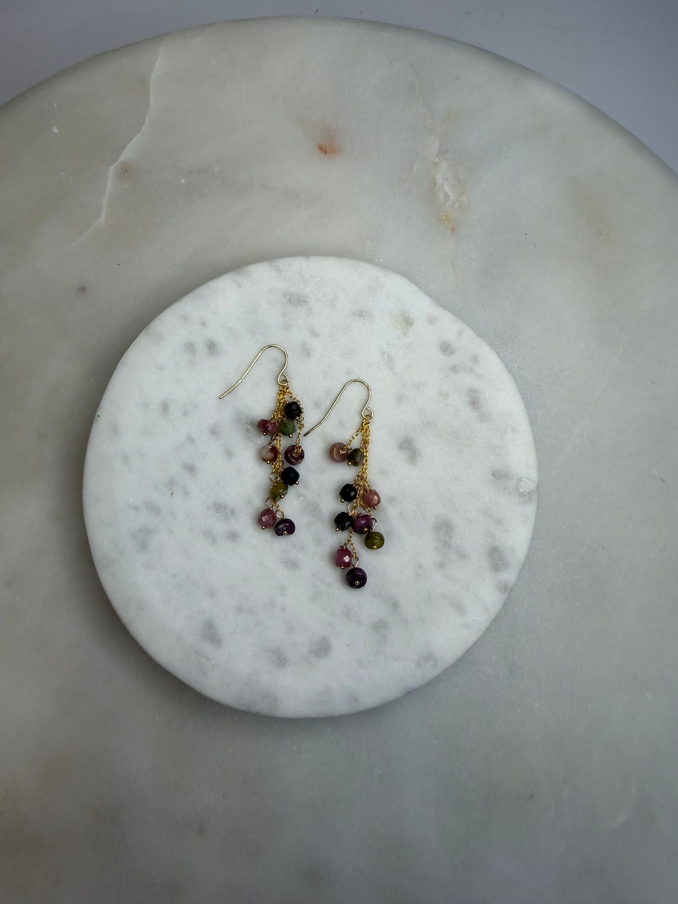 Thumbnail: 14k Gold Over 925 Sterling Silver Tourmaline Hook Dangle Earrings 