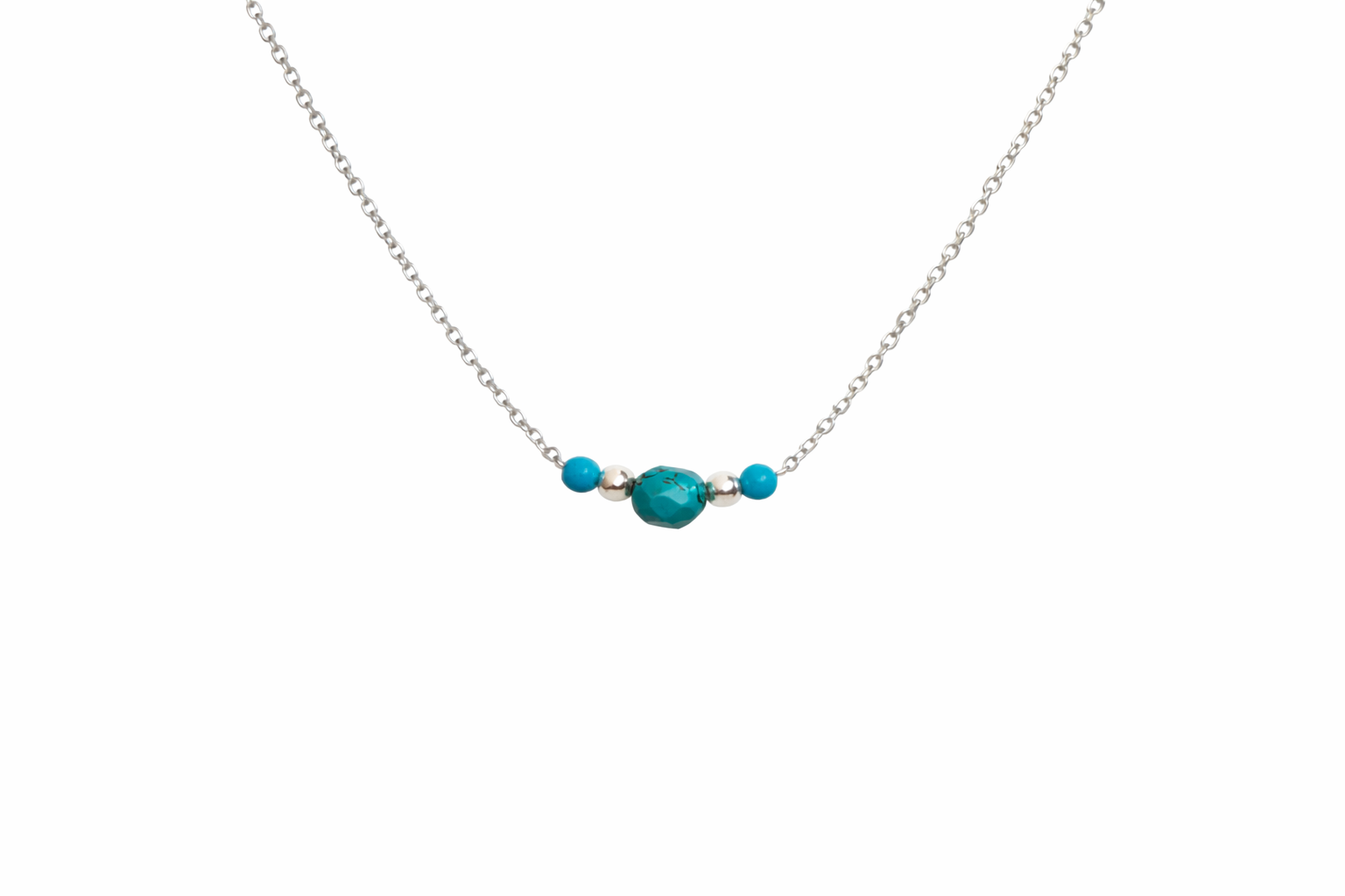 925 Sterling Silver Turquoise Gemstone Necklace