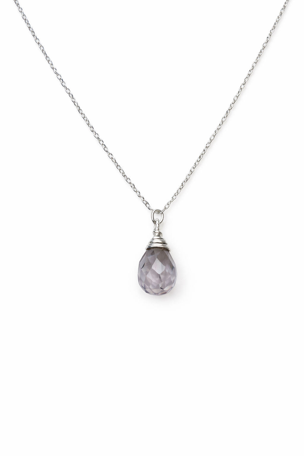 925 Sterling Silver Amethyst Quartz Gemstone Necklace 