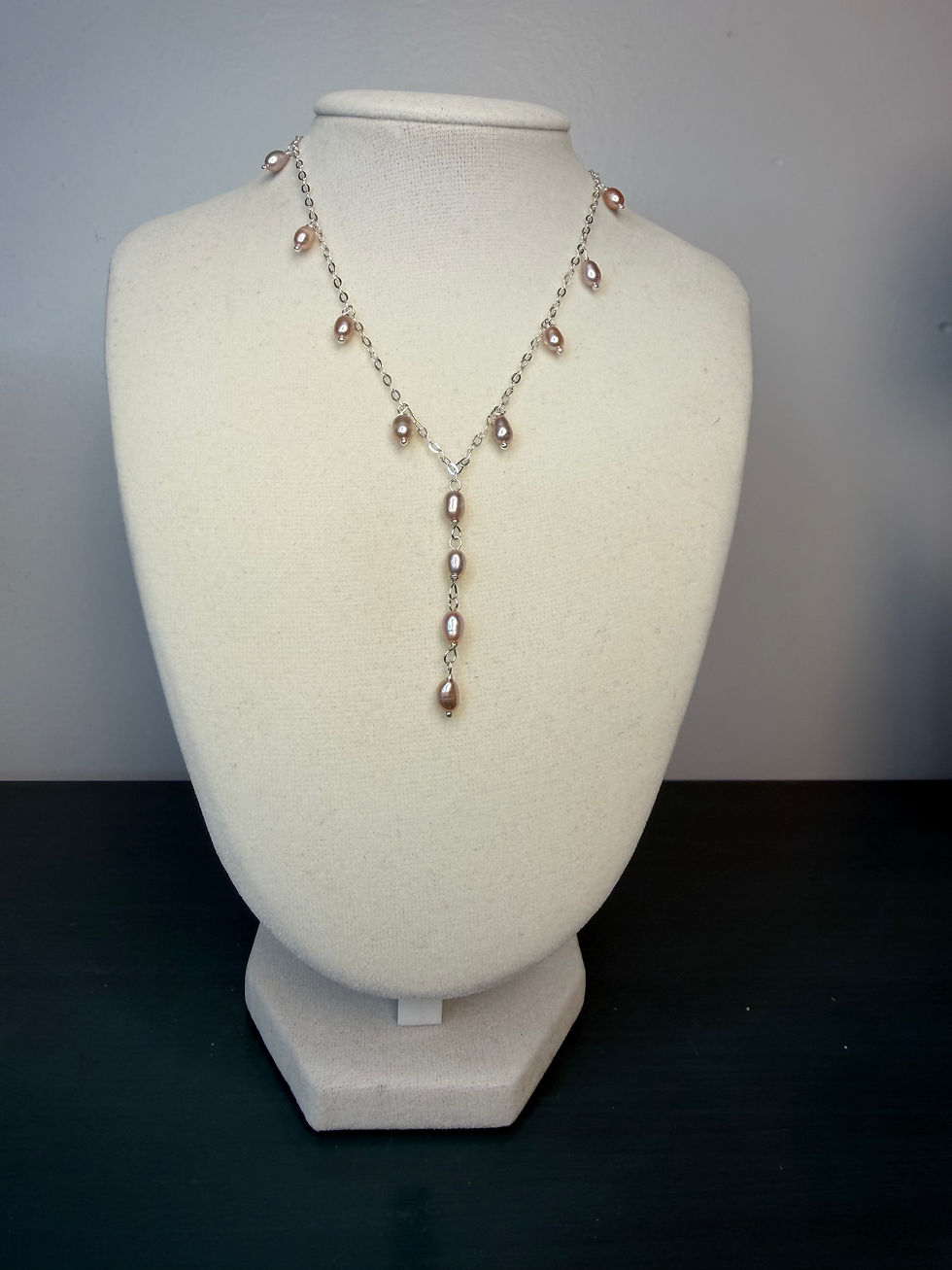 Thumbnail: 925 Sterling Silver Freshwater Pearl Lariat Necklace 