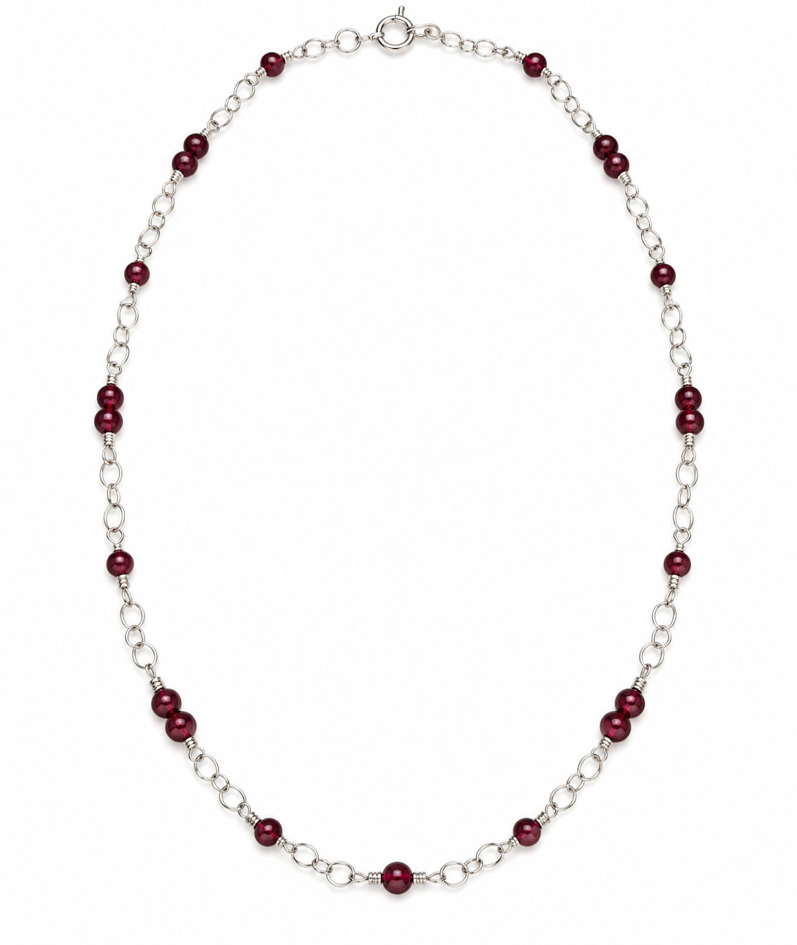 925 Sterling Silver Wire Wrapped Garnet Gemstone Necklace