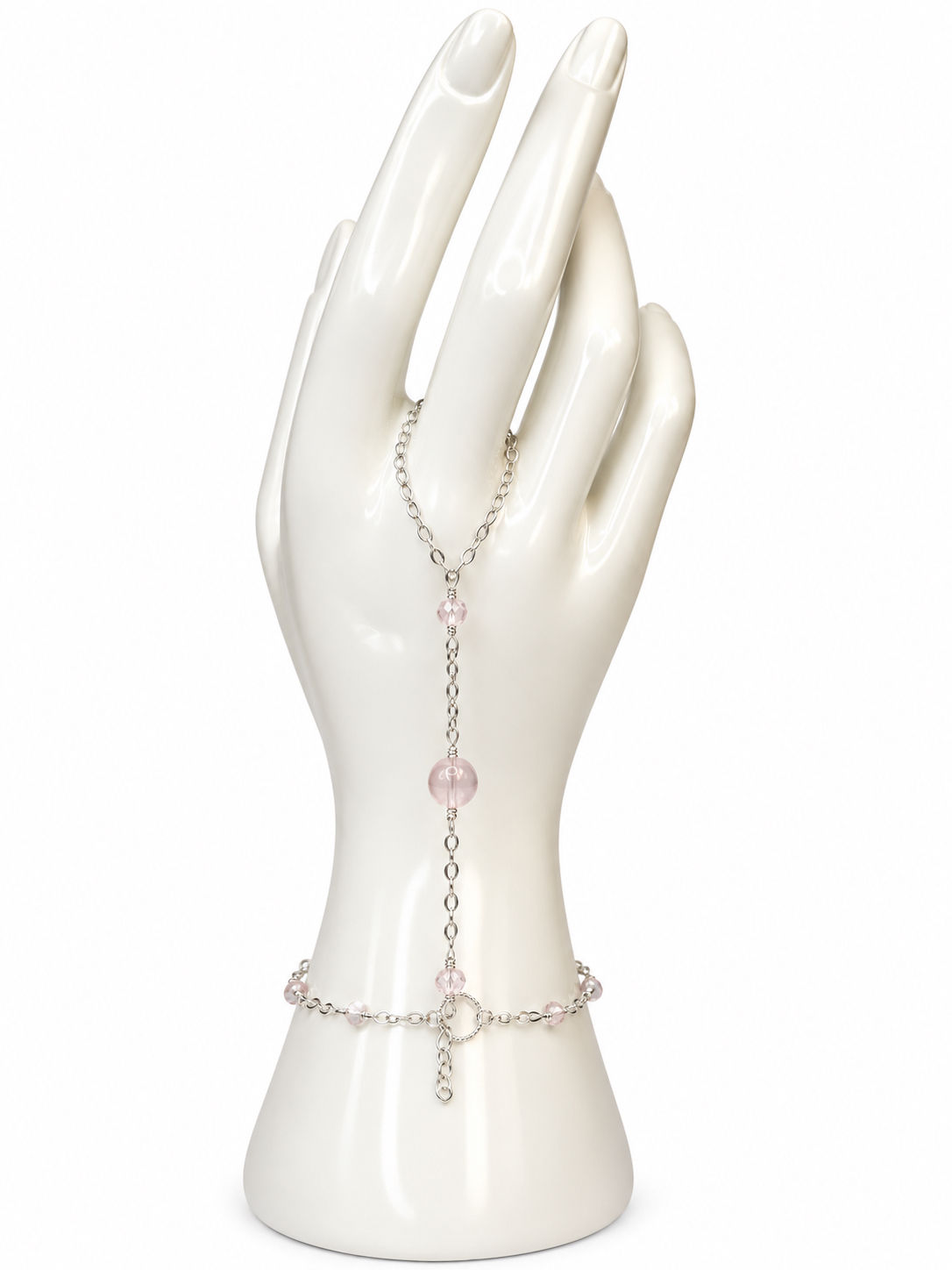 925 Sterling Silver Morganite Hand Chain
