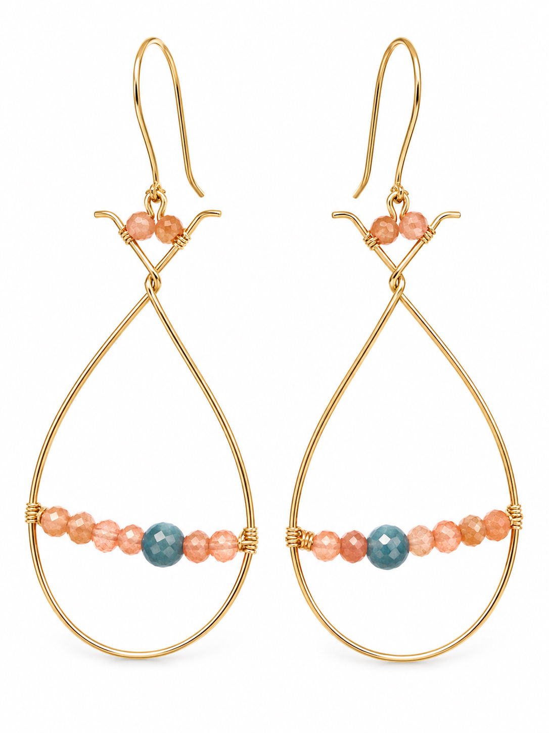 Gold Filled Rhodochrosite & Kyanite Fish Hook Earrings