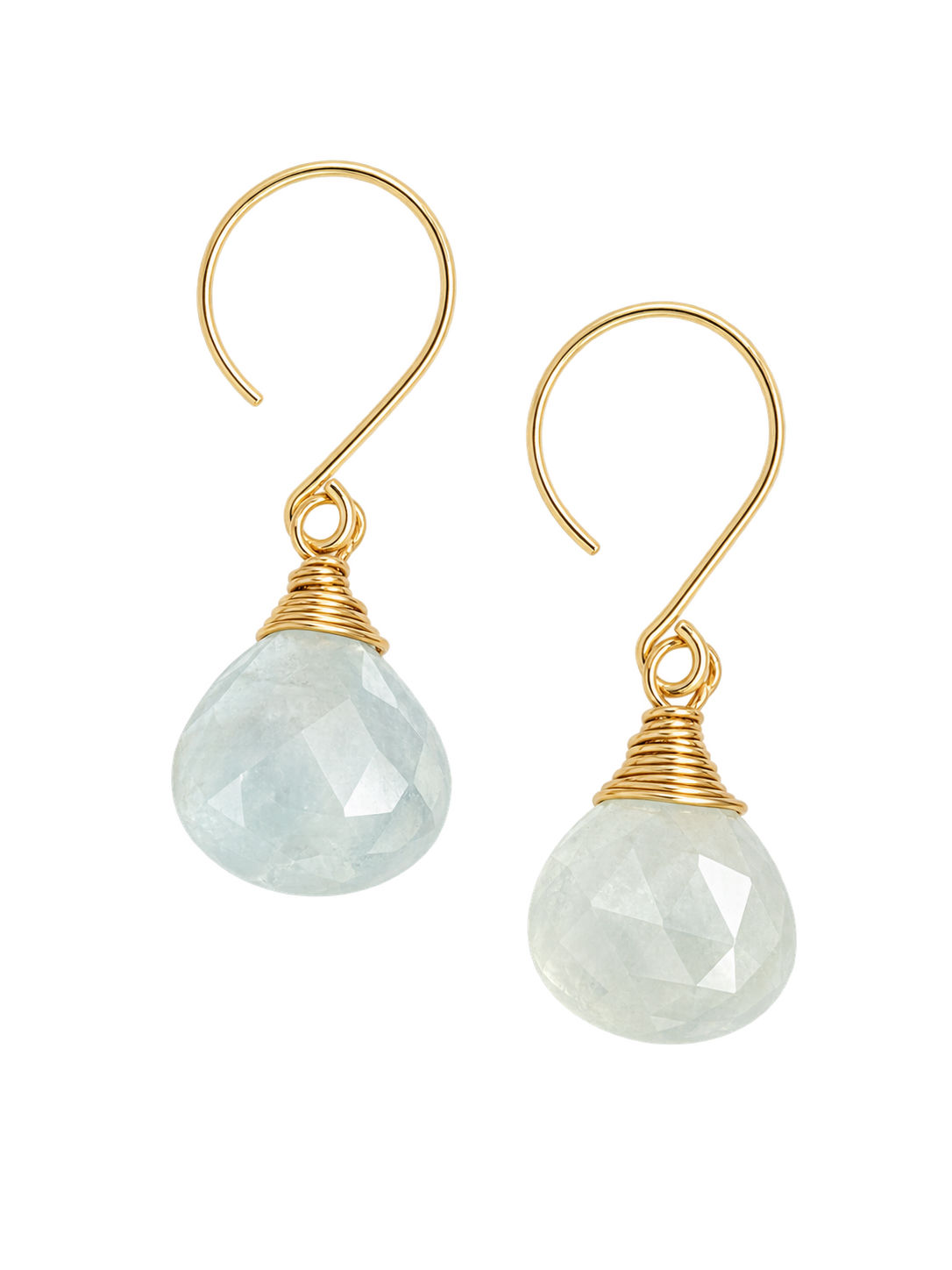 Gold Filled Aquamarine Gemstone Hook Earrings