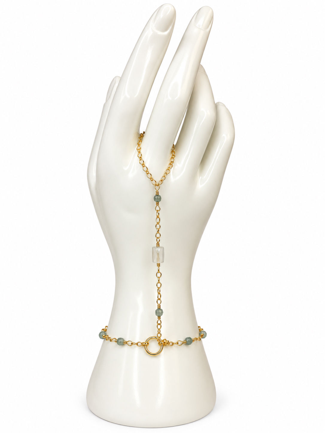 Gold Filled Kyanite & Moonstone Hand Chain