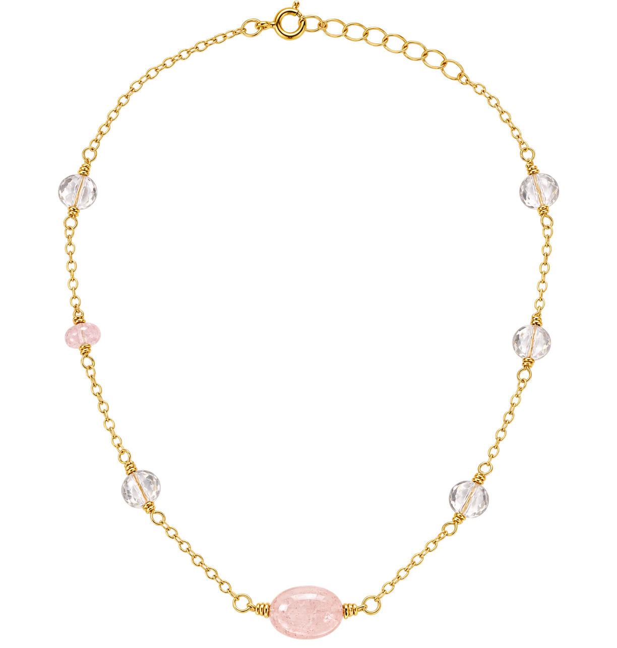 Gold Filled Wire Wrapped Morganite Gemstone Necklace