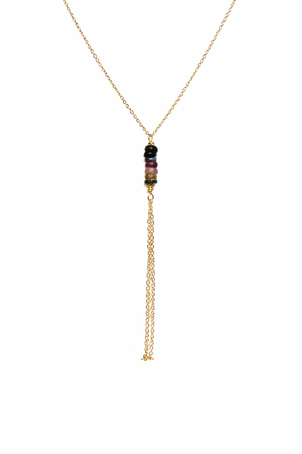14k Gold Over 925 Sterling Silver Tourmaline Gemstone Tassel Necklace 