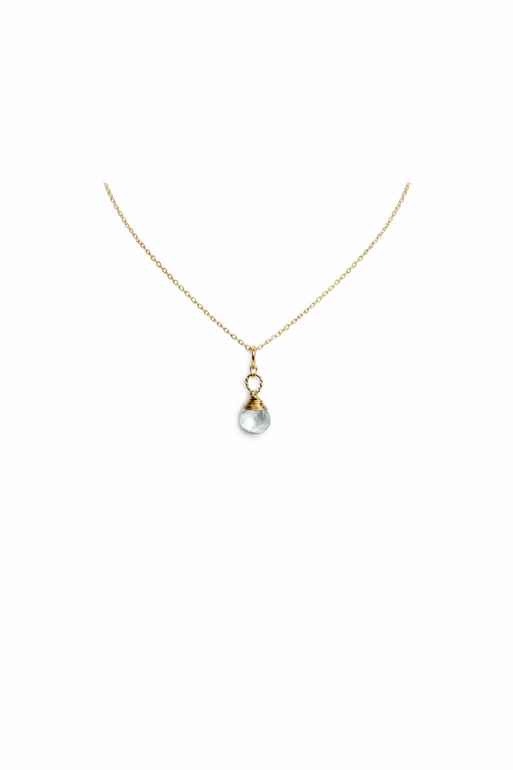 14k Gold Over 925 Sterling Silver Aquamarine Gemstone Necklace