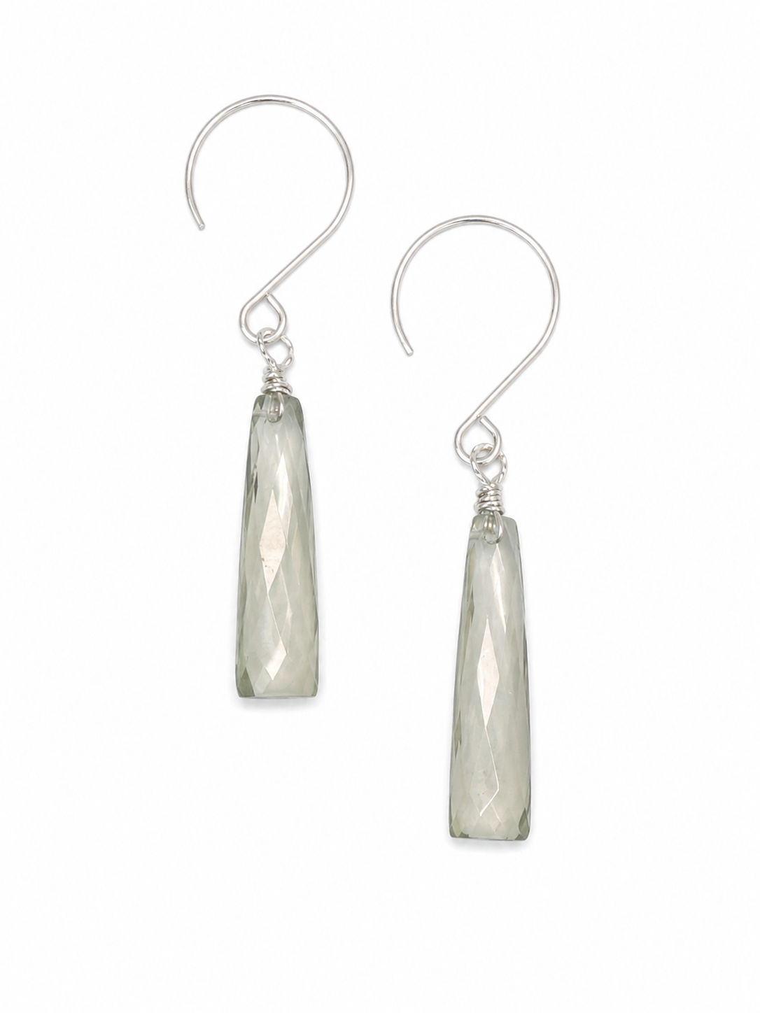 925 Sterling Silver Green Amethyst Hook Earrings