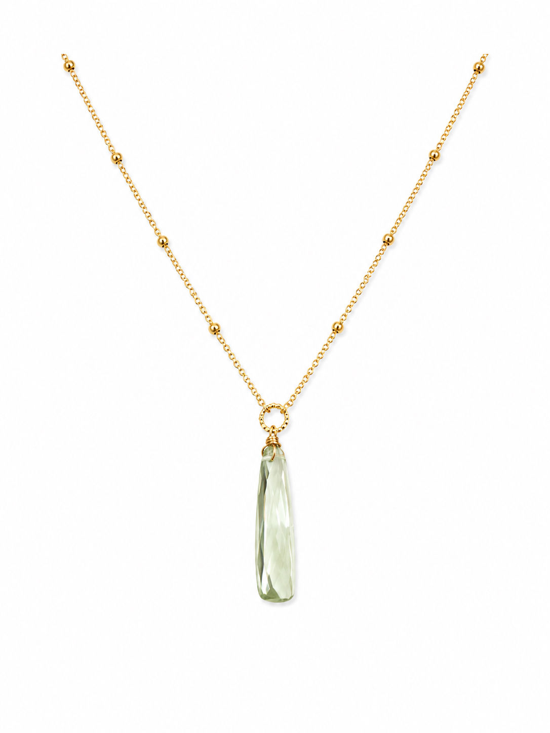 Gold Filled Green Amethyst Gemstone Necklace