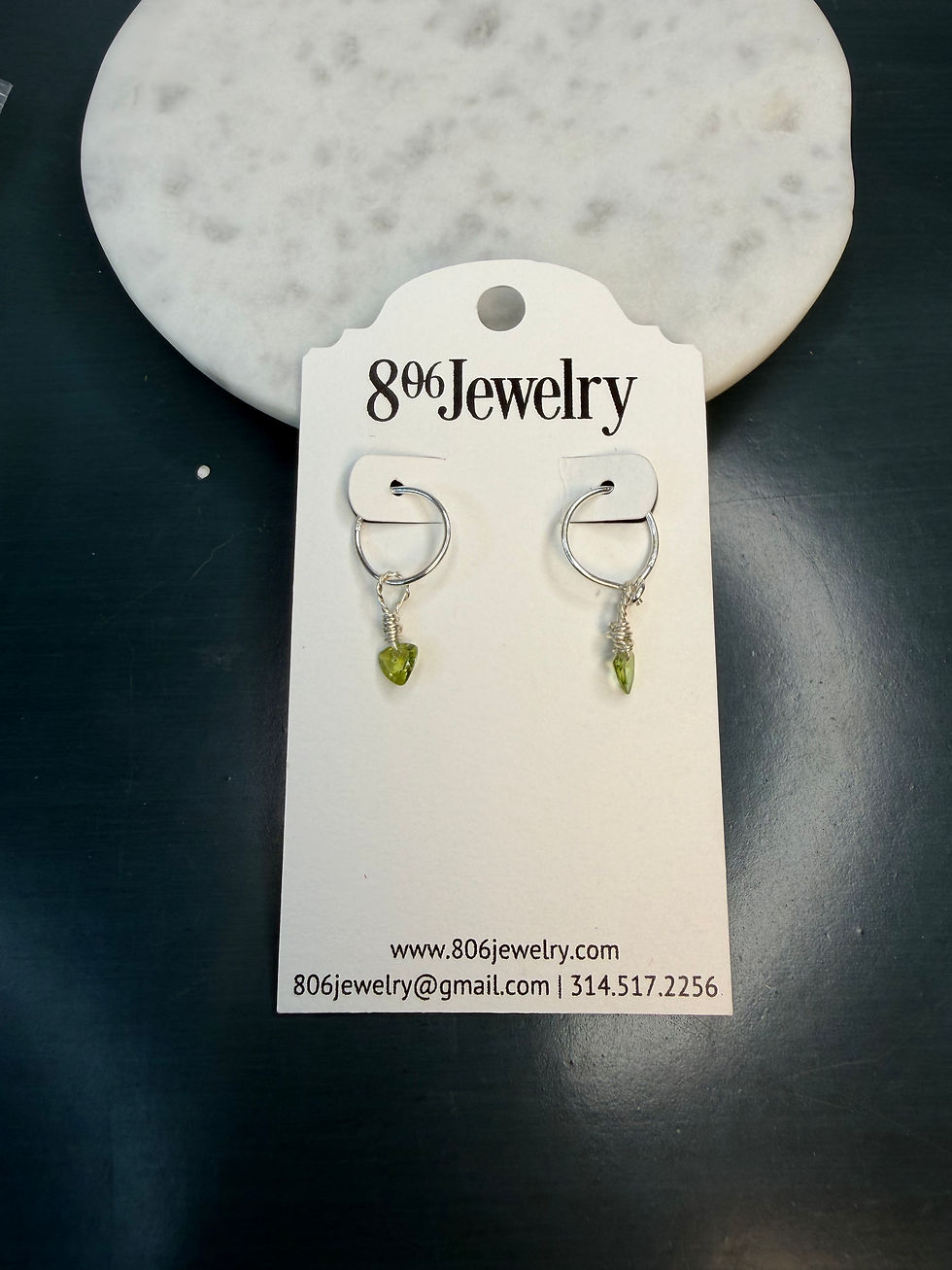 Thumbnail: 925 Sterling Silver Peridot Hoop Earrings 