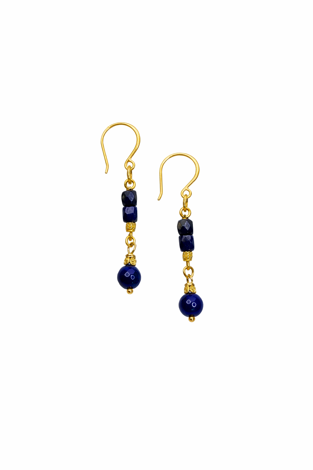 14k Gold Over 925 Sterling Silver Lapis Lazuli Hook Earrings