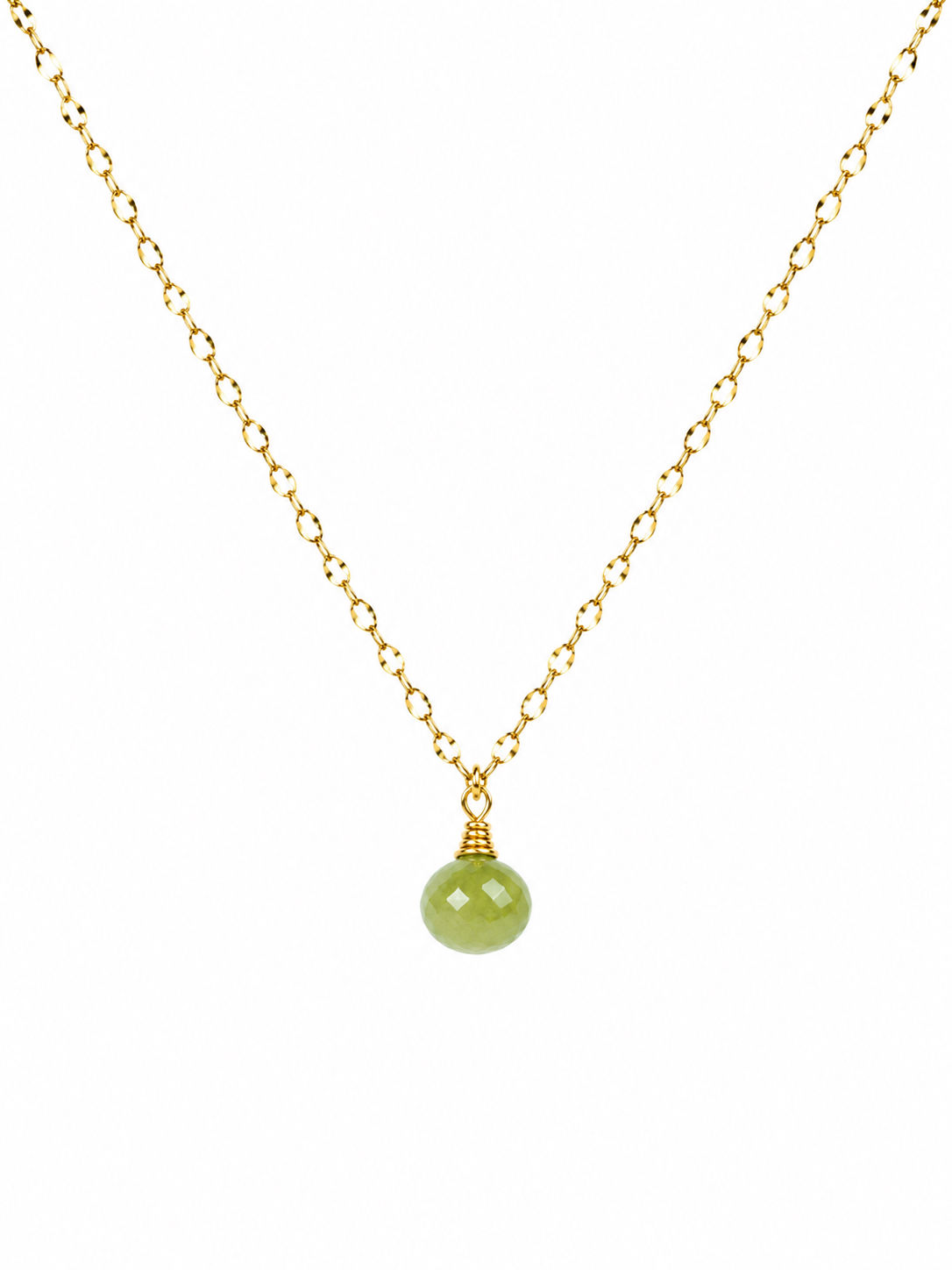 Gold Filled Green Tourmaline Gemstone Necklace