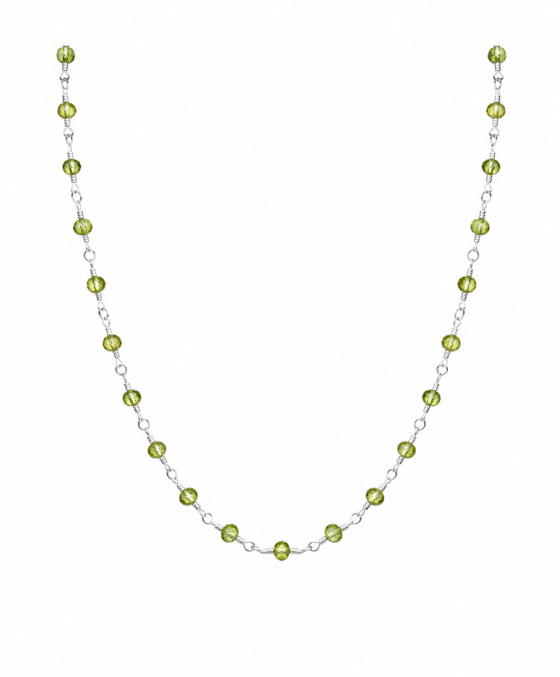 925 Sterling Silver Wire Wrapped Peridot Gemstone Necklace