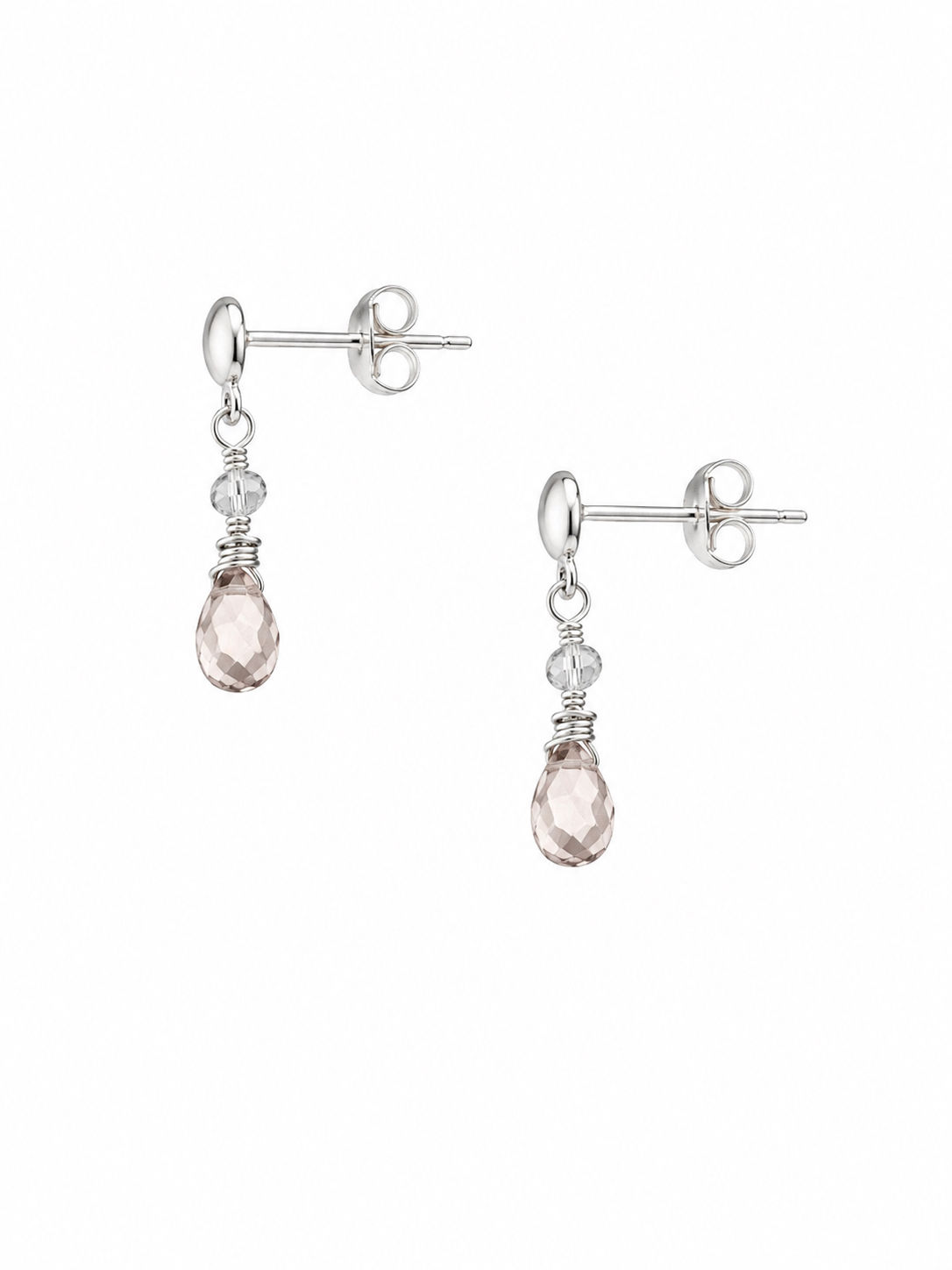 925 Sterling Silver Morganite Push Back Earrings