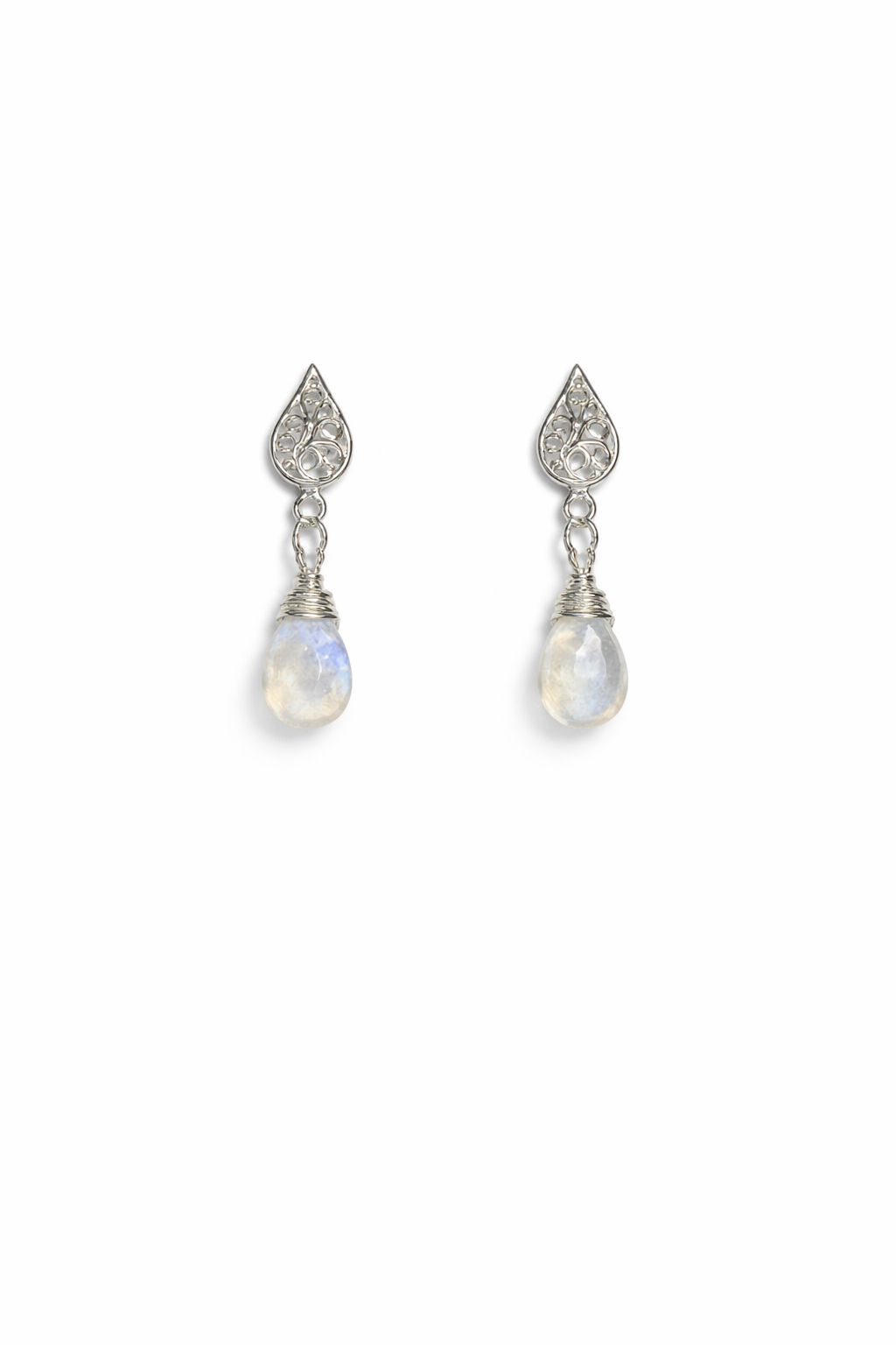 925 Sterling Silver Vintage Inspired Moonstone Gemstone Post Earrings 