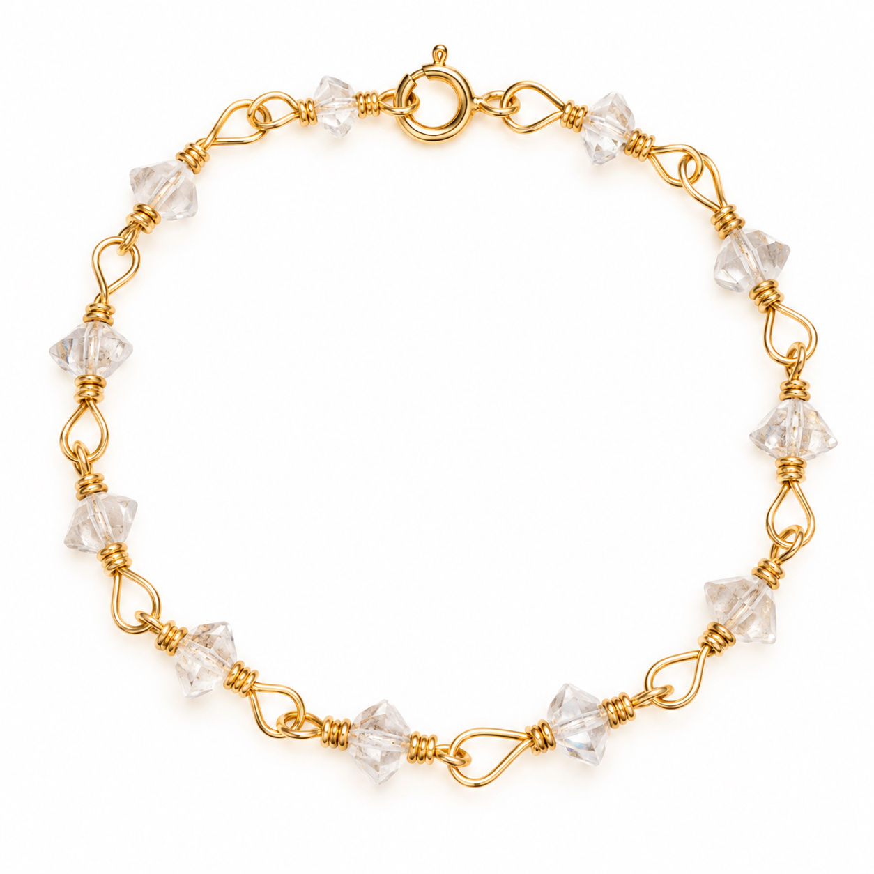 Gold Filled Wire Wrapped Herkimer Diamond Bracelet