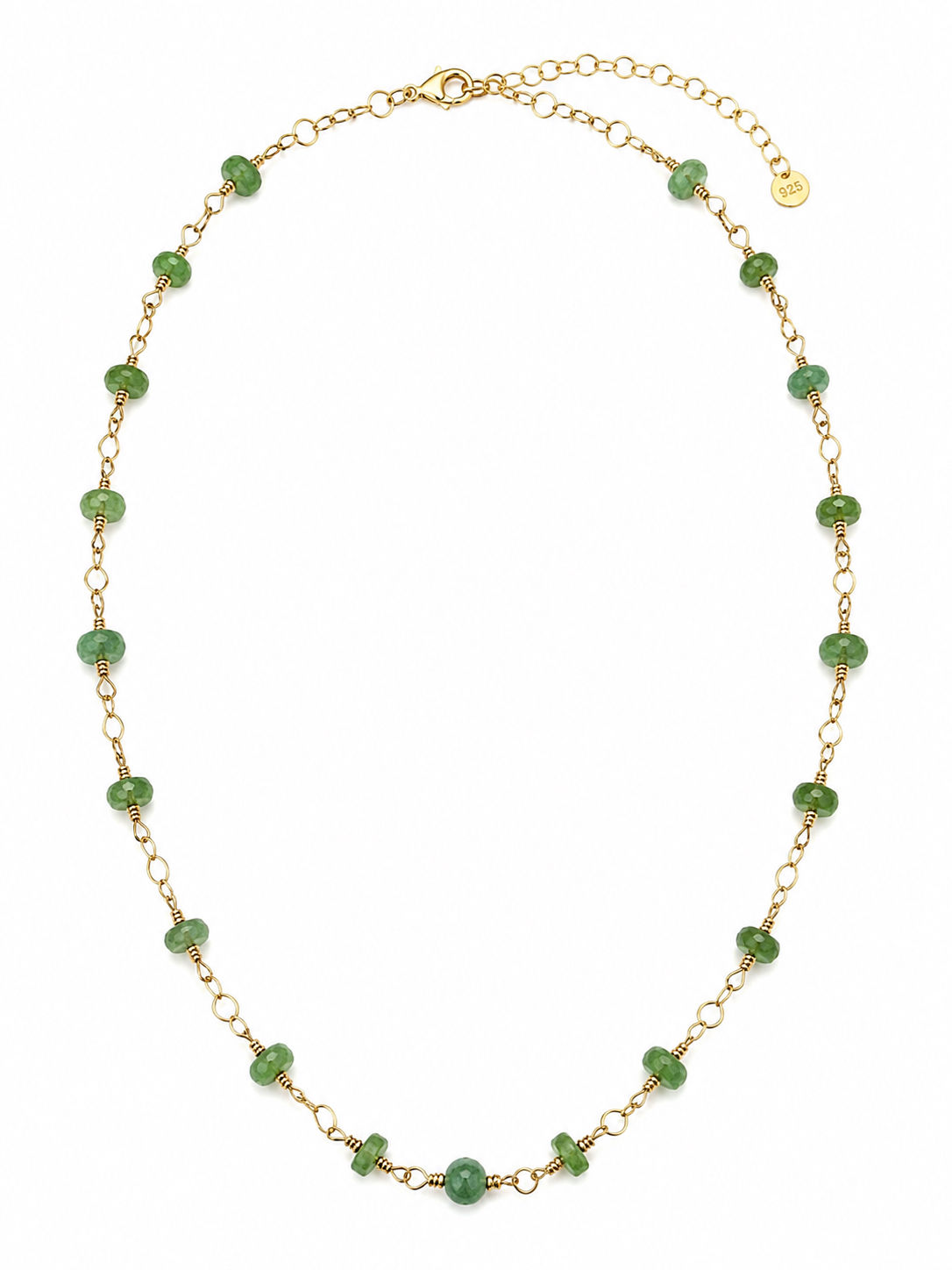Gold Filled Wire Wrapped Green Kyanite Gemstone Necklace