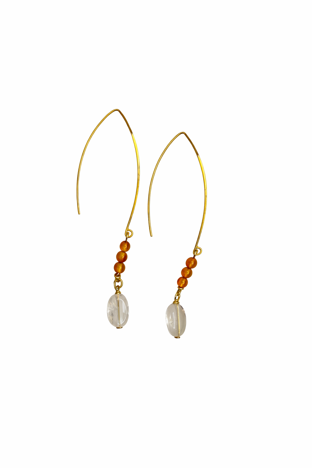 14k Gold Over 925 Sterling Silver Carnelian Hook Threader Earrings