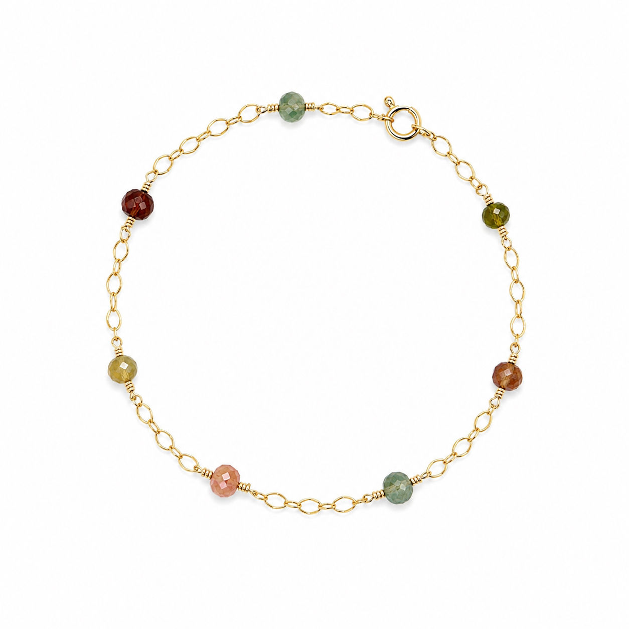 Gold Filled Wire Wrapped Tourmaline Gemstone Bracelet