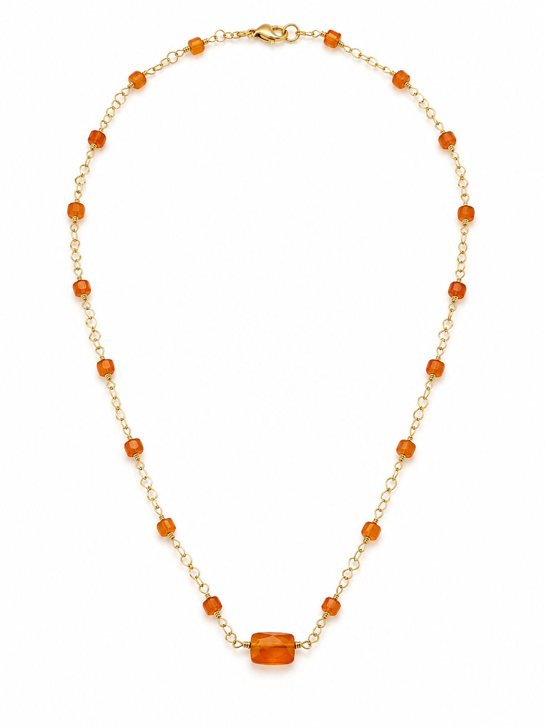 Gold Filled Wire Wrapped Carnelian Gemstone Necklace