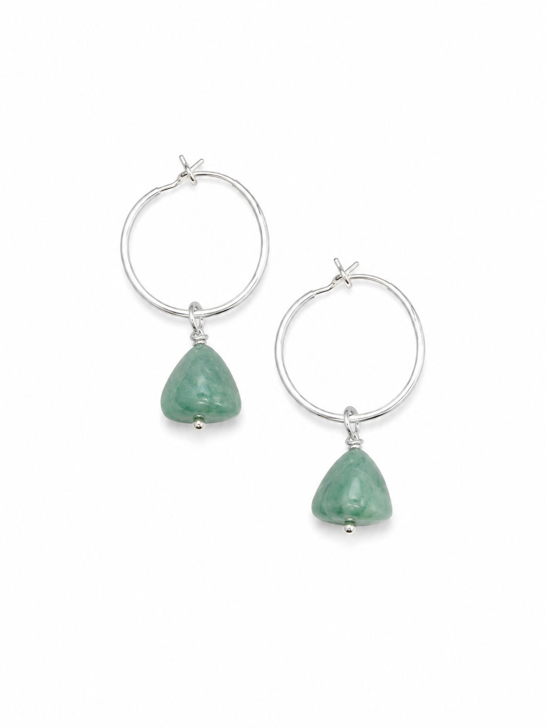 925 Sterling Silver Amazonite Hoop Earrings
