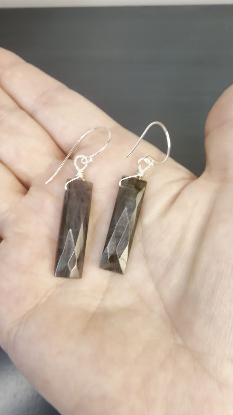 Thumbnail: 925 Sterling Silver Labradorite Hook Earrings 