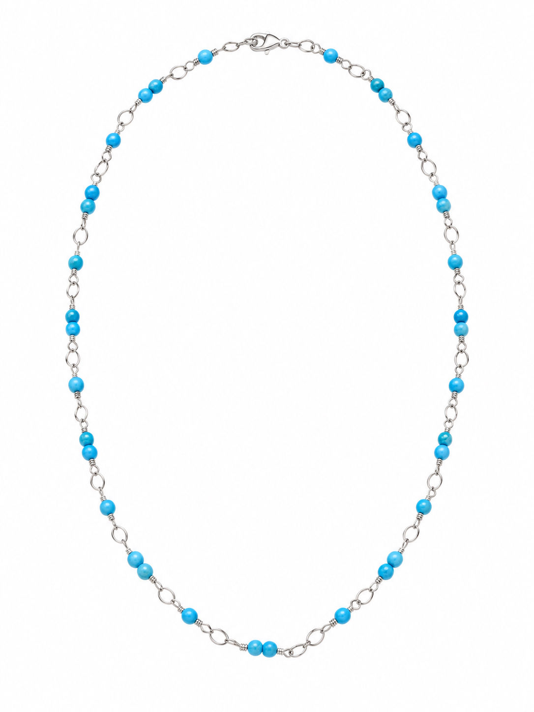 925 Sterling Silver Turquoise Gemstone Wire wrapped Necklace