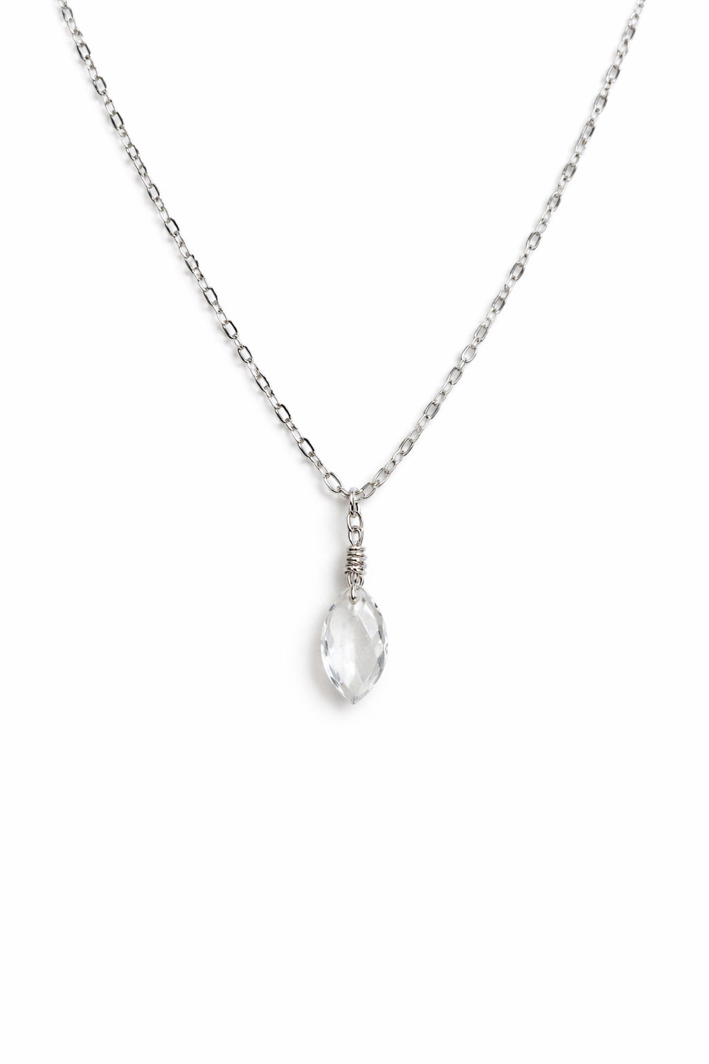 925 Sterling Silver Crystal Quartz Gemstone Necklace 