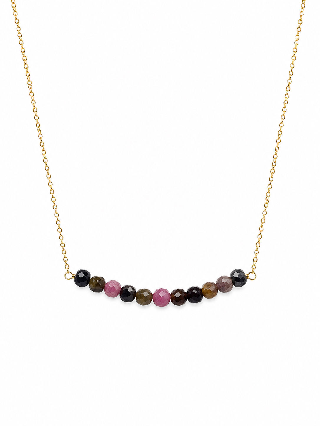 Gold Filled Tourmaline Gemstone Bar Necklace 