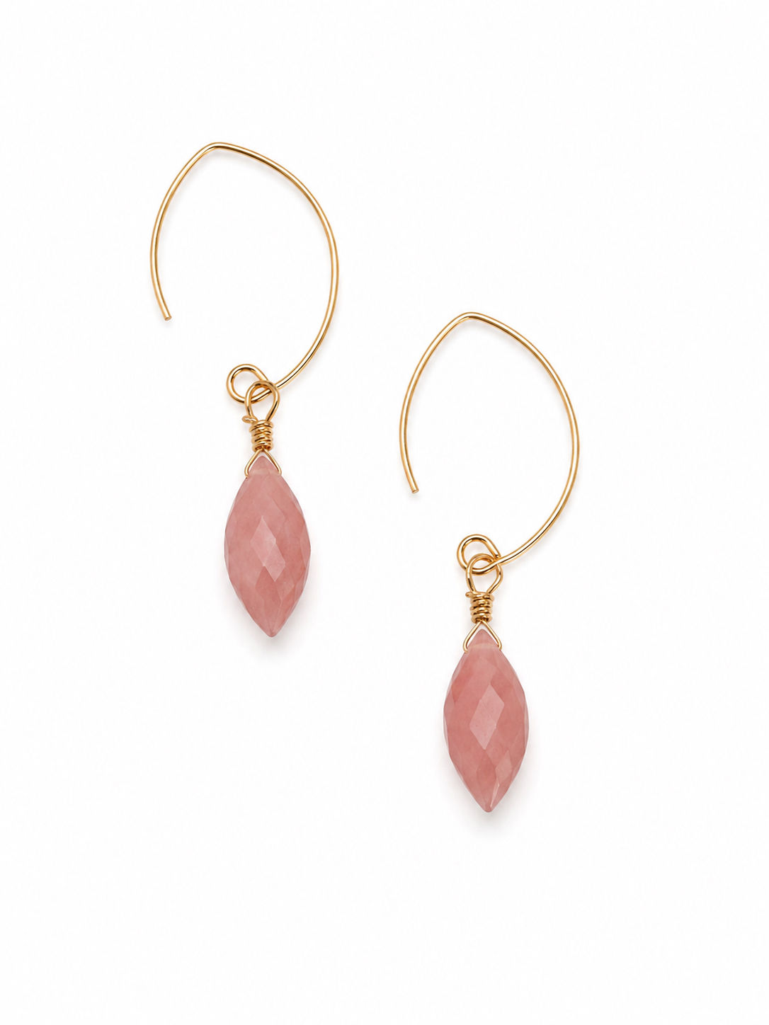 Gold Filled Guava Quartz Hook Threader Earrings