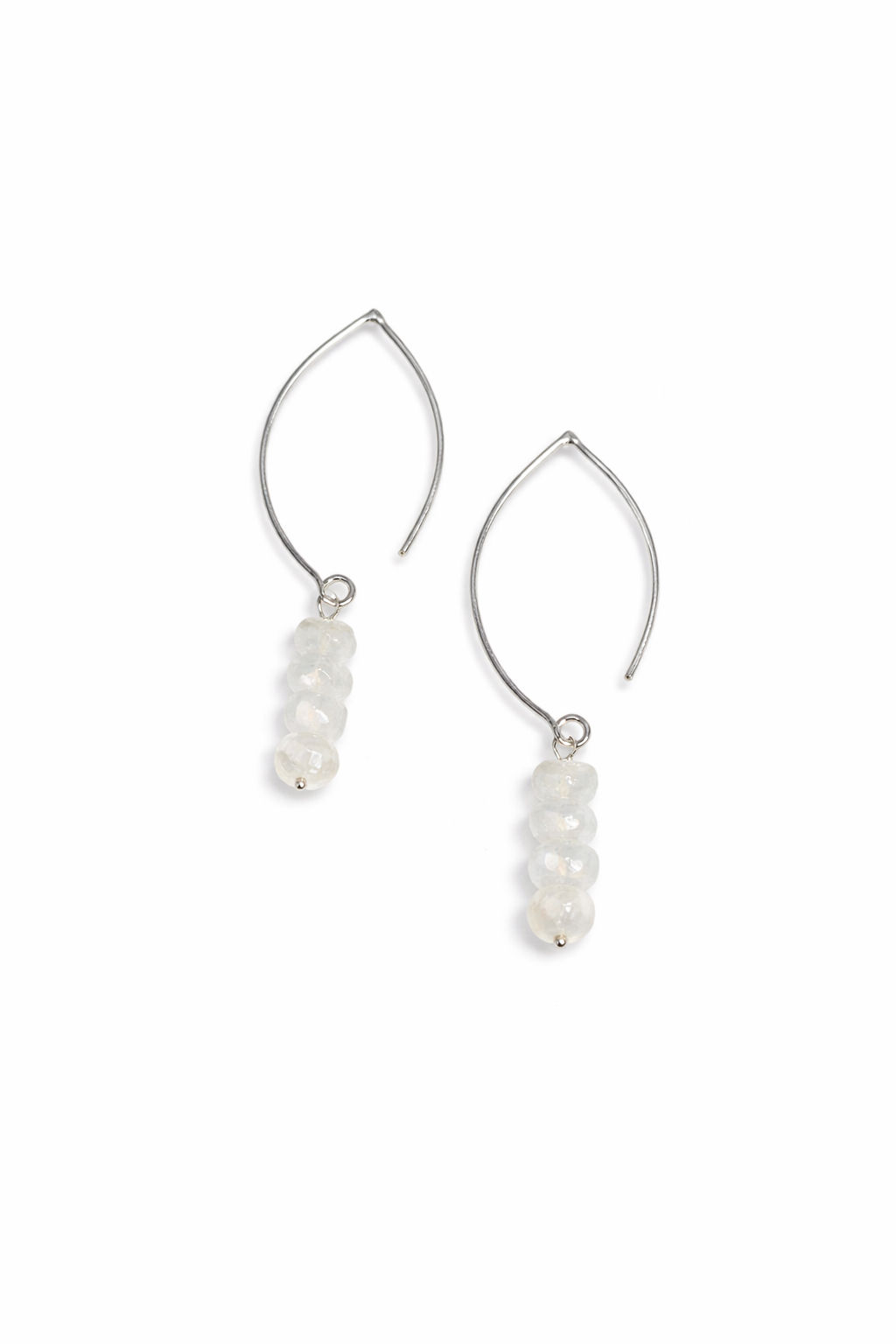 925 Sterling Silver Moonstone Gemstone Hook Threader Earrings 