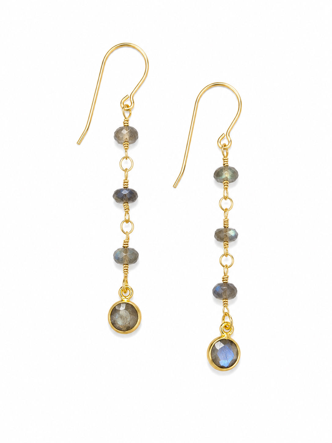 Gold Filled Labradorite Gemstone Hook Dangle Earrings