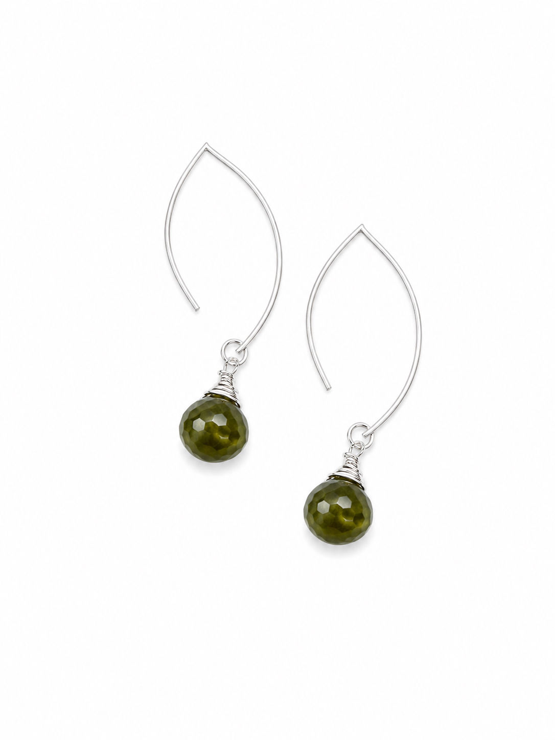 925 Sterling Silver Vesuvianite Gemstone Hook Threader Earrings