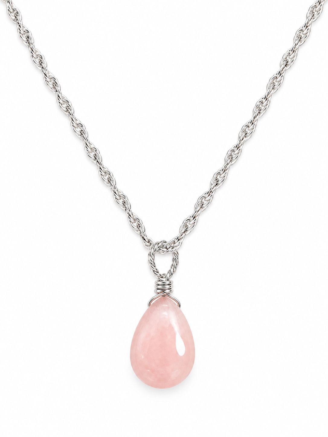 925 Sterling Silver Pink Opal Gemstone Necklace