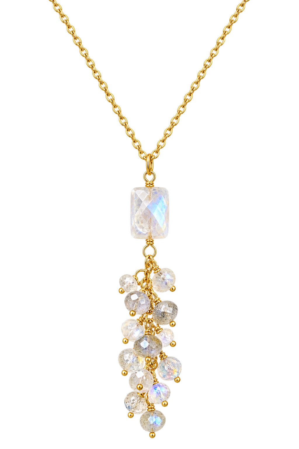 Gold Filled Moonstone Gemstone Lariat Necklace