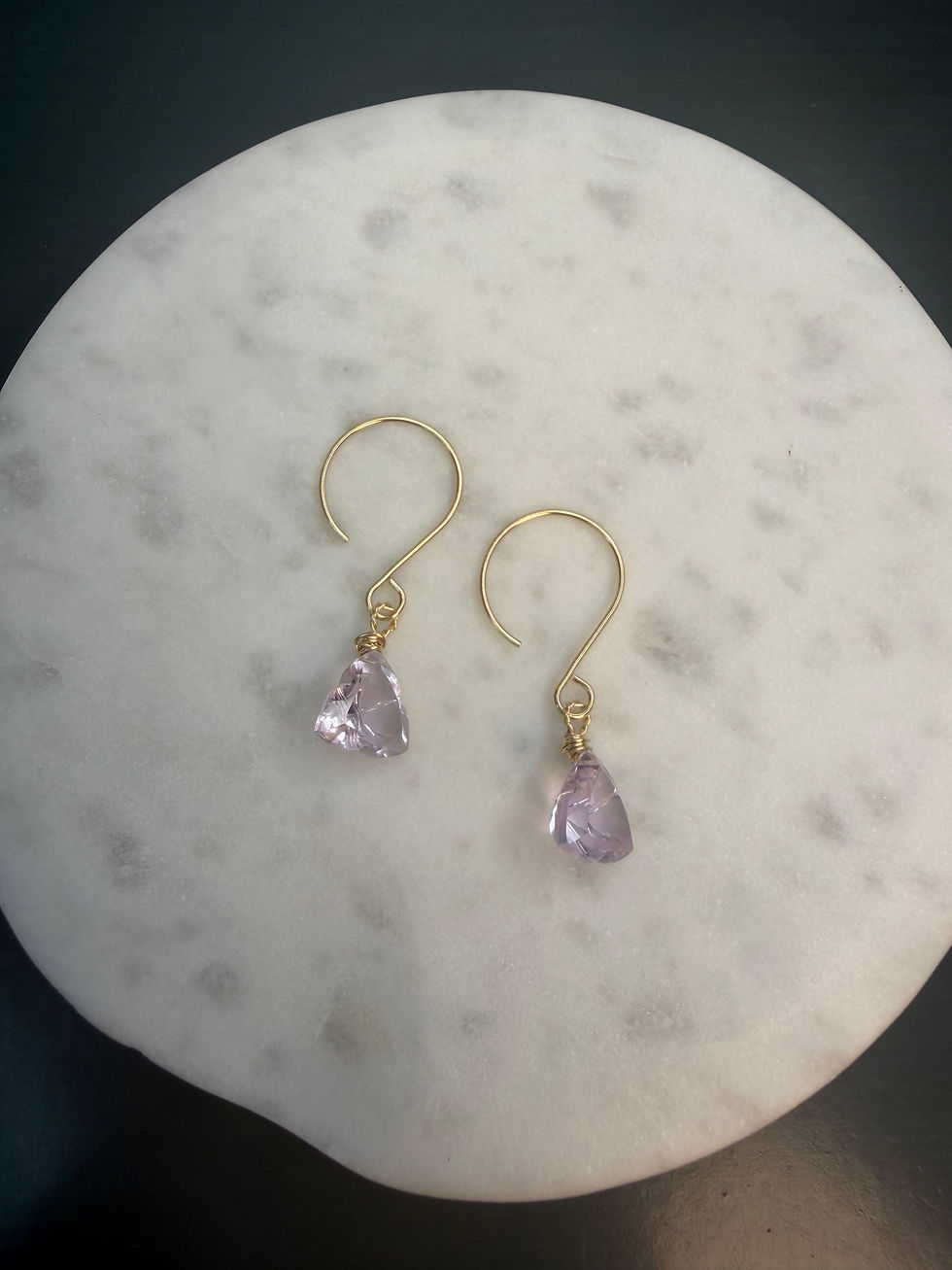 Thumbnail: Gold Filled Amethyst Gemstone Hook Earrings 