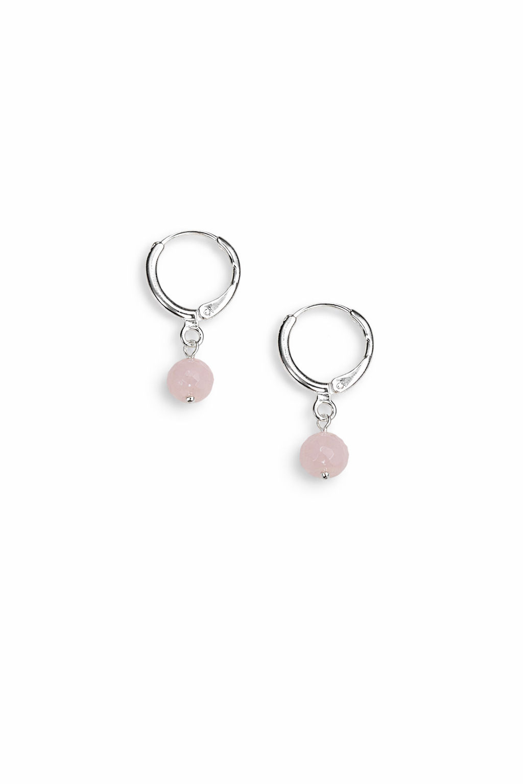 925 Sterling Silver Rose Quartz Huggie Earrings