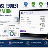 Power Apps purchase request form with automated approval workflow and budget tracking dashboard in Microsoft 365