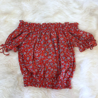 Red and Blue Floral Top