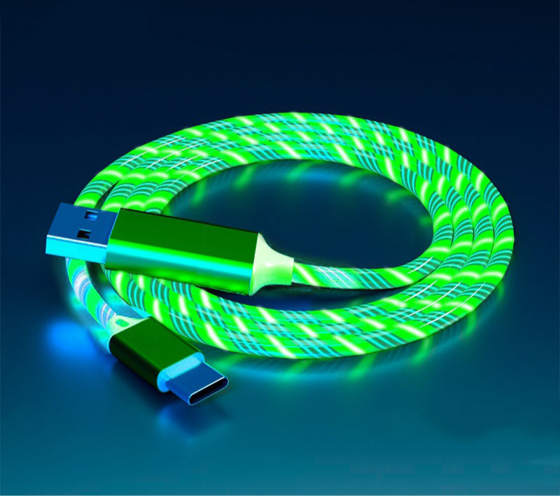 Cabo LED brilhante 3 em 1 para Samsung Xiaomi iPhone Streaming Light Fast C